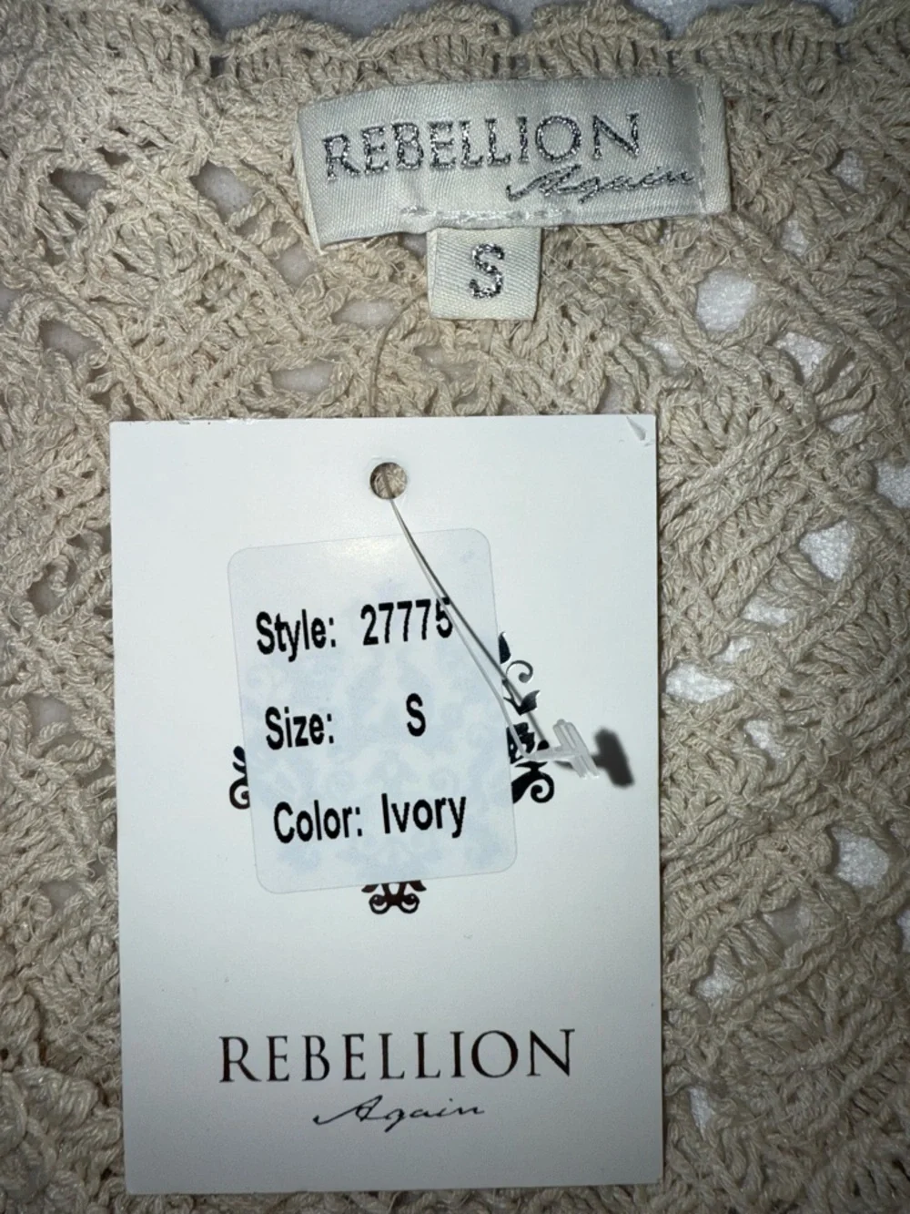Rebellion Again Women Size S Vest Knit Embroidered Floral Cotton New Sleeveless - Picture 3 of 8